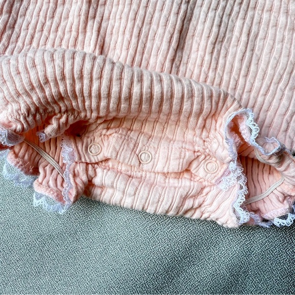 Vintage Peek-A-Babe Baby Girl Pink Bodysuit White Lace Flowers 3-6 Months - Picture 3 of 9